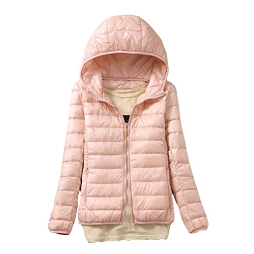 Minetom Damen Leichte Daunenjacke Mit Kapuze Steppjacke Leichter Daunenmantel Daunen Winterjacke Leicht Ultraleichte Frauen Federleichte Softdaunenjacke Übergangsjacke Herbst A Hellrosa XL von Minetom