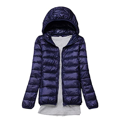 Minetom Damen Leichte Daunenjacke Mit Kapuze Steppjacke Leichter Daunenmantel Daunen Winterjacke Leicht Ultraleichte Frauen Federleichte Softdaunenjacke Übergangsjacke Herbst A Marine XS von Minetom