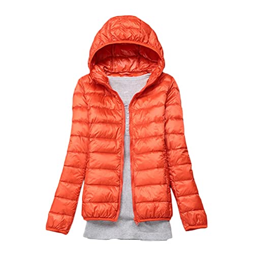 Minetom Damen Leichte Daunenjacke Mit Kapuze Steppjacke Leichter Daunenmantel Daunen Winterjacke Leicht Ultraleichte Frauen Federleichte Softdaunenjacke Übergangsjacke Herbst A Orange M von Minetom