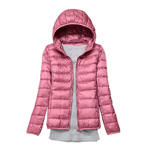 Minetom Damen Leichte Daunenjacke Mit Kapuze Steppjacke Leichter Daunenmantel Daunen Winterjacke Leicht Ultraleichte Frauen Federleichte Softdaunenjacke Übergangsjacke Herbst A Rosa XL von Minetom