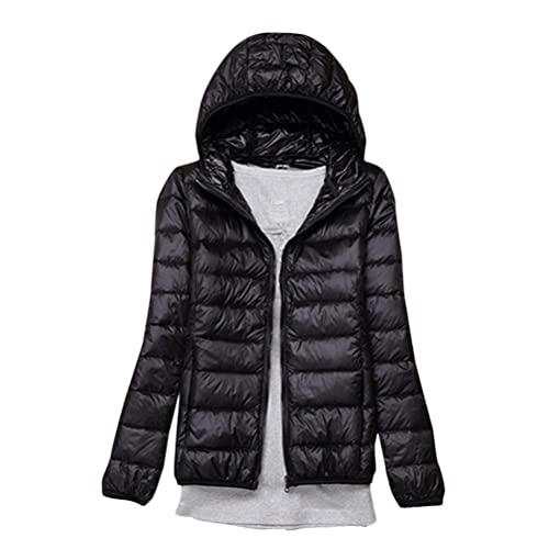 Minetom Damen Leichte Daunenjacke Mit Kapuze Steppjacke Leichter Daunenmantel Daunen Winterjacke Leicht Ultraleichte Frauen Federleichte Softdaunenjacke Übergangsjacke Herbst A Schwarz L von Minetom