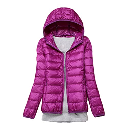 Minetom Damen Leichte Daunenjacke Mit Kapuze Steppjacke Leichter Daunenmantel Daunen Winterjacke Leicht Ultraleichte Frauen Federleichte Softdaunenjacke Übergangsjacke Herbst A Violett 3XL von Minetom