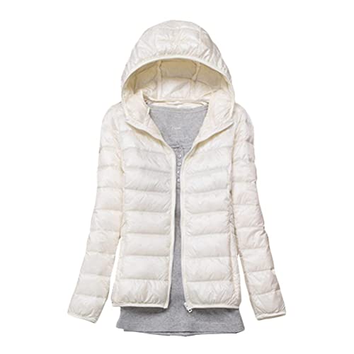 Minetom Damen Leichte Daunenjacke Mit Kapuze Steppjacke Leichter Daunenmantel Daunen Winterjacke Leicht Ultraleichte Frauen Federleichte Softdaunenjacke Übergangsjacke Herbst A Weiß M von Minetom