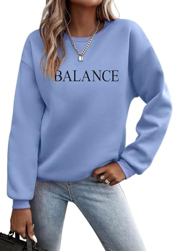 Minetom Damen Löwenzahn Sweatshirt Langarmshirt Pusteblume Drucken Pullover Herbst Winter Bluse Tops Oberteile Pulli Outfit D Blau L von Minetom