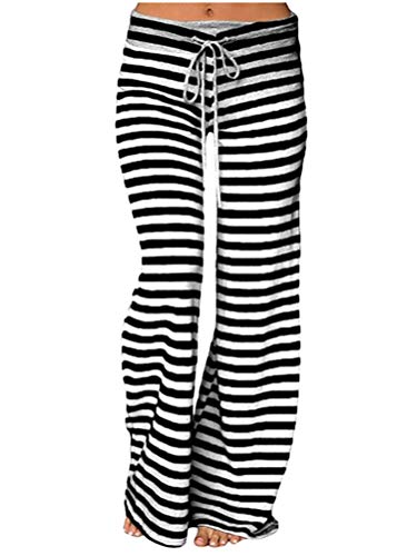 Minetom Damen Lose Lange Stretch Weites Bein Hose Trainingshose Fitness Freizeit Sport Yoga Pilates Streifen Weich Hosenrock mit Kordelzug B Schwarz Medium Minetom Damen Lose Lange Stretch Weites Bein Hose Trainingshose Fitness Freizeit Sport Yoga Pilates Streifen Weich Hosenrock mit Kordelzug B Schwarz Medium von Minetom