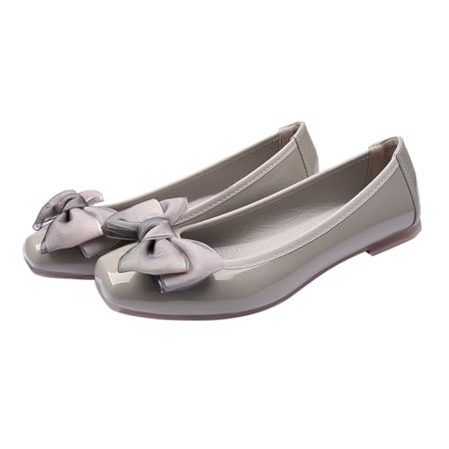 Minetom Damen Mädchen Ballerinas Elegant Bowknot Flache Schuhe Bequem Party Hochzeit Ballettschuhe Abendschuhe Komfort Slip On Flats Schuhe B Grau 38 EU von Minetom