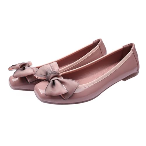 Minetom Damen Mädchen Ballerinas Elegant Bowknot Flache Schuhe Bequem Party Hochzeit Ballettschuhe Abendschuhe Komfort Slip On Flats Schuhe B Rosa 43 EU von Minetom
