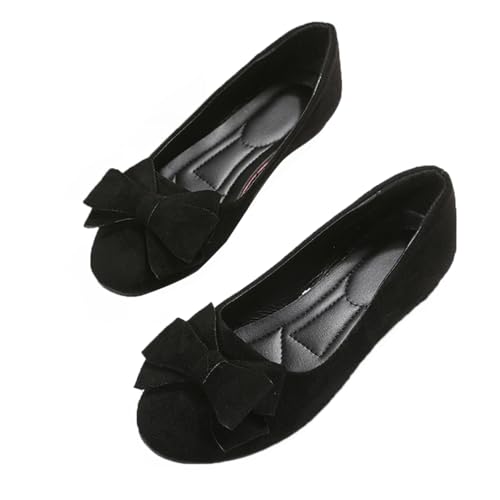 Minetom Damen Mädchen Ballerinas Elegant Bowknot Flache Schuhe Bequem Party Hochzeit Ballettschuhe Abendschuhe Komfort Slip On Flats Schuhe C Schwarz 36 EU von Minetom