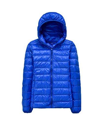 Minetom Damen Mädchen Daunenjacke Warm mit Kapuze Leicht Wasserabweisend Packable Quilted Tragbar Steppmantel Winter Parka in Vielen Farben Blau 44 von Minetom