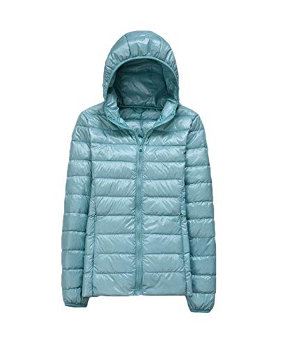 Minetom Damen Mädchen Daunenjacke Warm mit Kapuze Leicht Wasserabweisend Packable Quilted Tragbar Steppmantel Winter Parka in Vielen Farben Hellblau 42 von Minetom