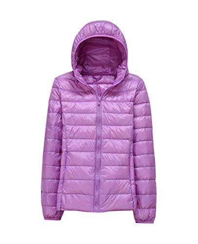 Minetom Damen Mädchen Daunenjacke Warm mit Kapuze Leicht Wasserabweisend Packable Quilted Tragbar Steppmantel Winter Parka in Vielen Farben Violett 38 von Minetom