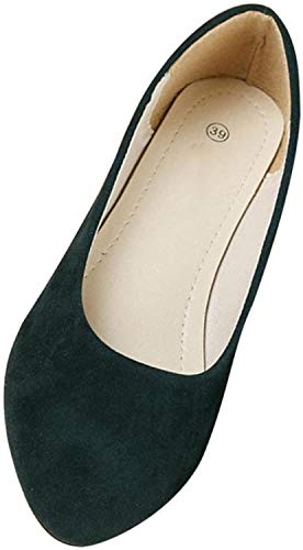 Minetom Damen Maedchen Flach Freizeit Business Schuhe Mokassins Mädchen Schule Dolly Schuhe (Dunkelgrün EU 40) von Minetom