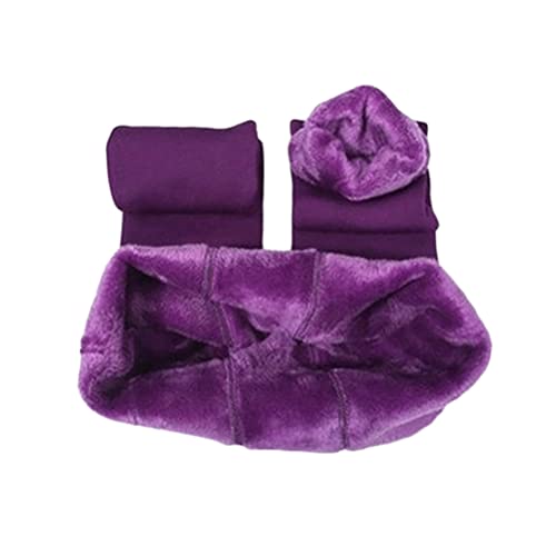Minetom Damen Mädchen Leggings Winter Weiche Slim Hose Dicke Samt Gefüttert Thermische Warme Fleece Futter Stretch Leggings Violett XS von Minetom
