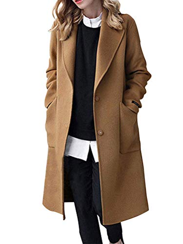 Minetom Damen Mantel Lange Jacke Mit Reverskragen Wintermantel Frauen Business Slim Fit Langemantel Winterjacke Trenchcoat Lange Übergangsmantel A Braun L von Minetom