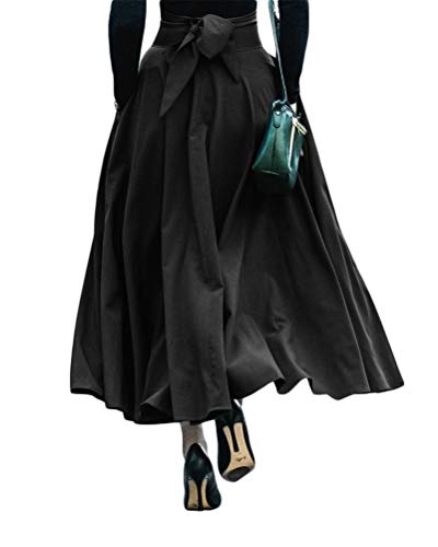 Minetom Damen Maxirock Retro Vintage Rockabilly Rock Damen Festliche Röcke Lang Rock Mit Ausgestellt Bowknot Hochzeit Maxiröcke Mit Taschen Schwarz XXL Minetom Damen Maxirock Retro Vintage Rockabilly Rock Damen Festliche Röcke Lang Rock Mit Ausgestellt Bowknot Hochzeit Maxiröcke Mit Taschen Schwarz XXL von Minetom