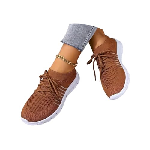 Minetom Damen Mesh Laufschuhe Turnschuhe Sportschuhe Sneaker Running Tennis Schuhe Freizeit Straßenlaufschuhe Leichtgewichts Atmungsaktiv Walkingschuhe Outdoor Fitness Jogging A Braun 37 EU von Minetom
