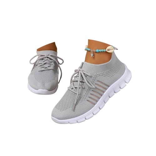 Minetom Damen Mesh Laufschuhe Turnschuhe Sportschuhe Sneaker Running Tennis Schuhe Freizeit Straßenlaufschuhe Leichtgewichts Atmungsaktiv Walkingschuhe Outdoor Fitness Jogging A Grau 37 EU von Minetom