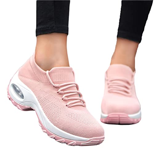 Minetom Damen Mesh Laufschuhe Turnschuhe Sportschuhe Sneaker Running Tennis Schuhe Straßenlaufschuhe Dämpfung Leichtgewichts Atmungsaktiv Walkingschuhe Outdoor Fitness Jogging A Rosa 37 EU von Minetom