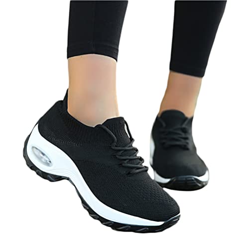 Minetom Damen Mesh Laufschuhe Turnschuhe Sportschuhe Sneaker Running Tennis Schuhe Straßenlaufschuhe Dämpfung Leichtgewichts Atmungsaktiv Walkingschuhe Outdoor Fitness Jogging A Schwarz Weiß 35 EU von Minetom