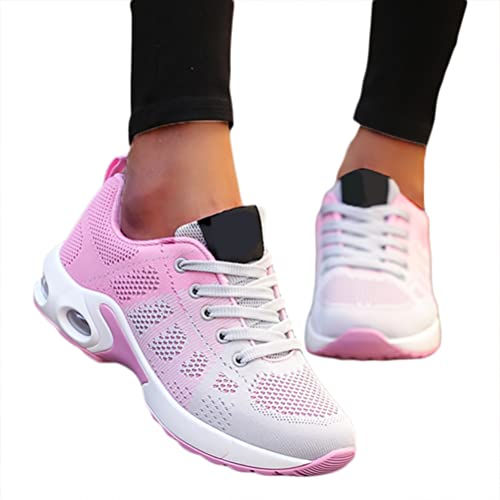 Minetom Damen Mesh Laufschuhe Turnschuhe Sportschuhe Sneaker Running Tennis Schuhe Straßenlaufschuhe Dämpfung Leichtgewichts Atmungsaktiv Walkingschuhe Outdoor Fitness Jogging B2 Rosa 36 EU von Minetom