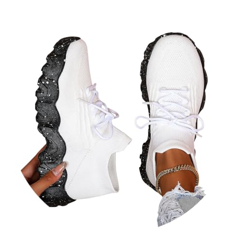 Minetom Damen Mesh Laufschuhe Turnschuhe Sportschuhe Sneaker Running Tennis Schuhe Straßenlaufschuhe Leichtgewichts Atmungsaktiv Walkingschuhe Outdoor Fitness Jogging A Weiß 38 EU von Minetom