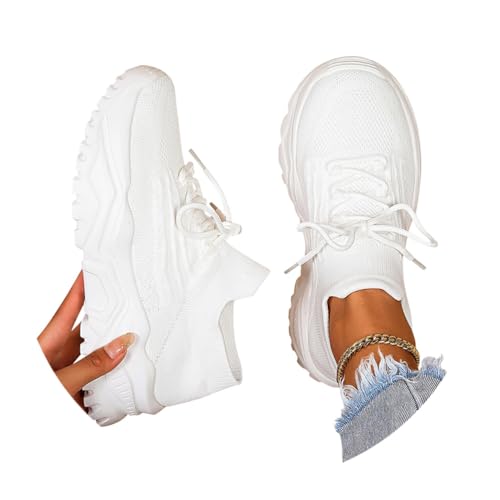 Minetom Damen Mesh Laufschuhe Turnschuhe Sportschuhe Sneaker Running Tennis Schuhe Straßenlaufschuhe Leichtgewichts Atmungsaktiv Walkingschuhe Outdoor Fitness Jogging D Weiß 39 EU von Minetom