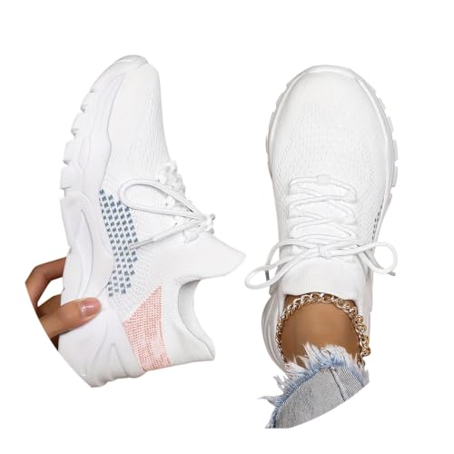 Minetom Damen Mesh Laufschuhe Turnschuhe Sportschuhe Sneaker Running Tennis Schuhe Straßenlaufschuhe Leichtgewichts Atmungsaktiv Walkingschuhe Outdoor Fitness Jogging I Weiß 40 EU von Minetom