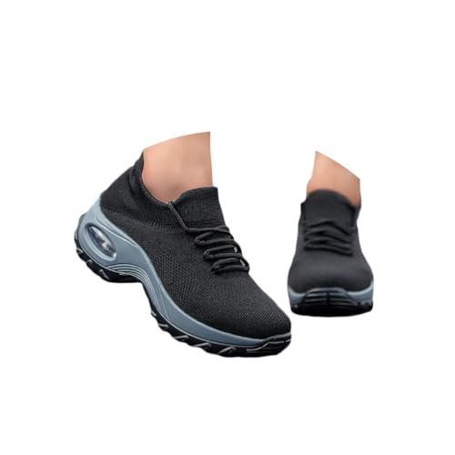 Minetom Damen Mesh Laufschuhe Turnschuhe Sportschuhe Sneaker Running Tennis Straßenlaufschuhe Dämpfung Leichtgewichts Atmungsaktiv Walkingschuhe Outdoor Fitness Jogging A Schwarz Grau 38 EU von Minetom