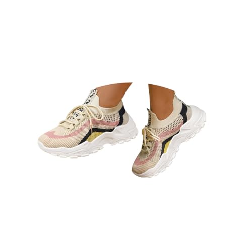 Minetom Damen Mesh Sneaker Sportschuhe Turnschuhe Laufschuhe Tennisschuhe Leicht Fitnessschuhe Plateau Schnürer Walkingschuhe B Khaki 39 EU von Minetom