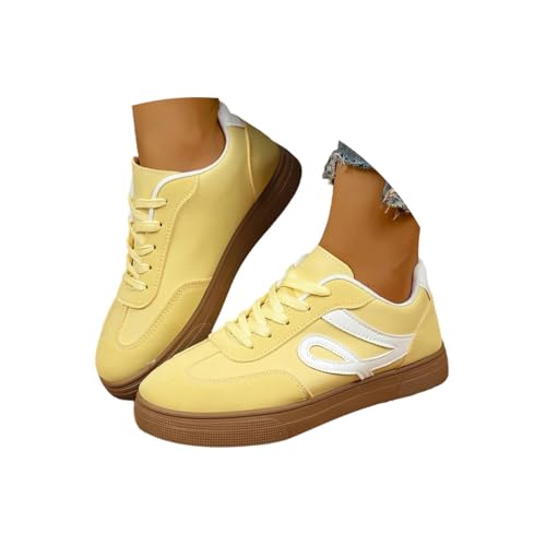 Minetom Damen Minimalistische Fitnessschuhe Sportschuhe Leichte Kletterschuhe Sommerschuhe Atmungsaktive Wildleder Spleißen Wandern Shoes Schnürschuhe F Gelb 42 EU von Minetom