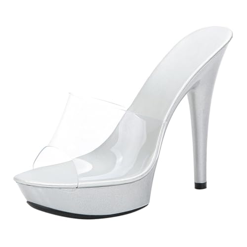 Minetom Damen Plateau High Heels Stiletto Sandaletten Hausschuhe Pantoletten Absatzschuhe Elegant Peep Toe Plattform Abend Party Hochzeit Sandalen A2 Silber 41 EU Minetom Damen Plateau High Heels Stiletto Sandaletten Hausschuhe Pantoletten Absatzschuhe Elegant Peep Toe Plattform Abend Party Hochzeit Sandalen A2 Silber 41 EU von Minetom