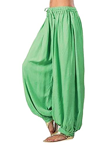 Minetom Damen Pumphose Haremshose Yoga Hose Leichte Sommerhose Sporthose Yogahose Locker Baggy Strandhose Pluderhose Freizeithose Grün 3XL von Minetom