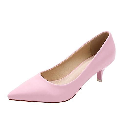 Minetom Damen Pumps Pointed Toe High Heels Kunstleder Business Büro Pumps Elegant Kleid Hochzeit Abend Party Braut Schuhe A Rosa 37 EU von Minetom