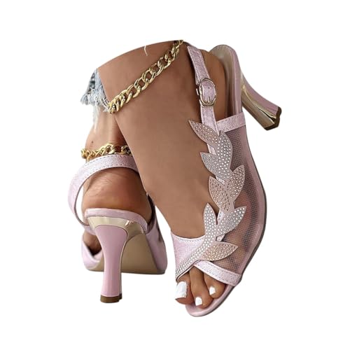 Minetom Damen Pumps Slingback Sandalen Pumps Kleid Partei Gericht Schuhe Mit Strass Offener Zeh Kitten Heel Hochzeit Sommerschuhe Brautschuhe A Rosa 38 EU von Minetom