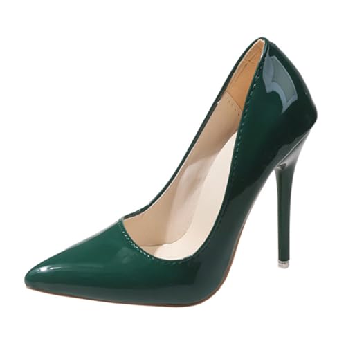 Minetom Damen Pumps Spitz Stiletto Lackleder Schuhe High Heels Abendschuhe Absatzschuhe Elegant Hochzeit Hoher Absatz Party Schuhe A Grün 37 EU von Minetom