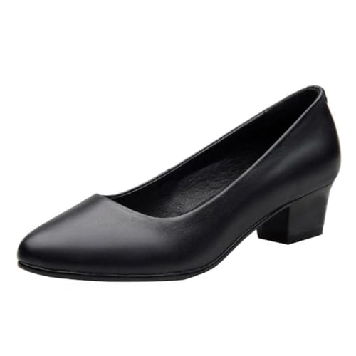 Minetom Damen Pumps mit Blockabsatz Elegant Business Büro Arbeit Pumps Bequeme Abendschuhe Hochzeit Party Braut Schuhe C Schwarz 39 EU von Minetom