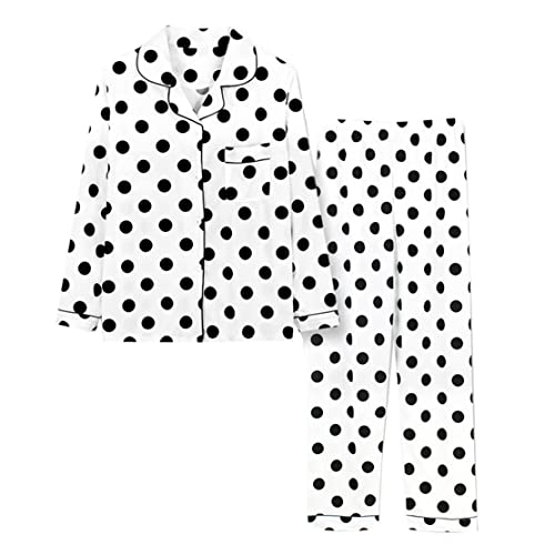 Minetom Damen Pyjama Set Schlafanzug Kariert mit Knopfleiste und Hemdkragen Zweiteiliges Nachtwäsche Leicht Langarm Shirt und Hosen Stil Y09 42 von Minetom
