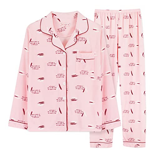 Minetom Damen Pyjama Set Schlafanzug Kariert mit Knopfleiste und Hemdkragen Zweiteiliges Nachtwäsche Leicht Langarm Shirt und Hosen Stil Y13 42 von Minetom