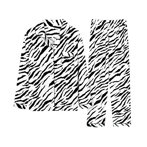 Minetom Damen Pyjama Set Schlafanzug mit Knopfleiste und Hemdkragen Zweiteiliges Nachtwäsche Leicht Langarm Shirt und Hosen Stil I 40 von Minetom