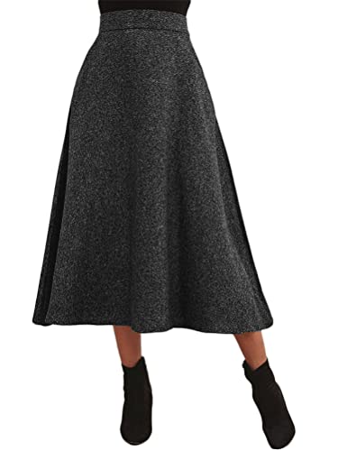 Minetom Damen Rock Kariert Midi Rock Rockabilly Vintage Retro Röcke Freizeitrock Lang Hohe Taille A Linie Skirt Partyrock A Schwarz XXL von Minetom