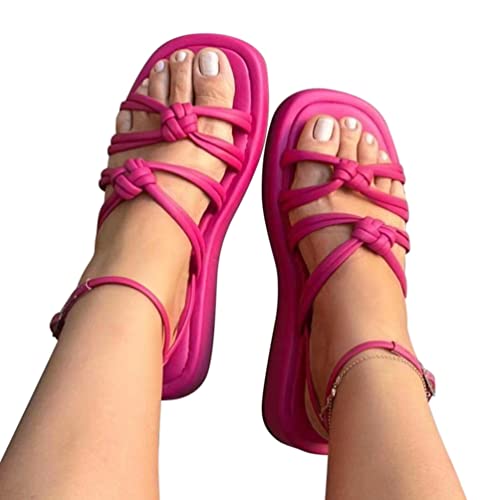 Minetom Damen Sandalen Sommerschuhe Rutschfeste Pantoletten Offene Schuhe Bequeme Peep Toe Flip Flop Sport Sandalen Outdoor Strandsandalen A Rose 40 EU von Minetom