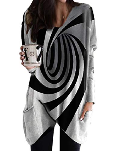 Minetom Damen Shirts Kleid Für Frauen Langarm Pullover Tops Sweatshirt Kürbis Totenkopf Grafik Oversized Blusen A Kreis S von Minetom