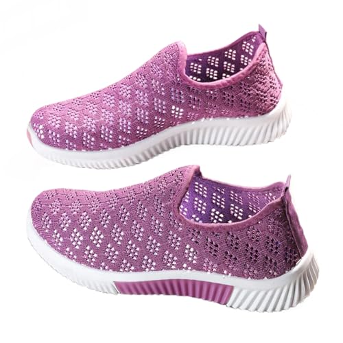 Minetom Damen Slip On Sneaker Leichte Atmungsaktiv Sportschuhe Bequem Freizeitschuhe Laufschuhe Outdoor Fitness Walking Flache Schuhe A Violett 38 EU von Minetom