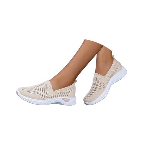 Minetom Damen Slip On Sneaker Mesh Walkingschuhe Memory Foam Turnschuhe Sportschuhe Leichte Bequeme Schlupfschuhe Atmungsaktiv Freizeitschuhe A Aprikose 37 EU von Minetom