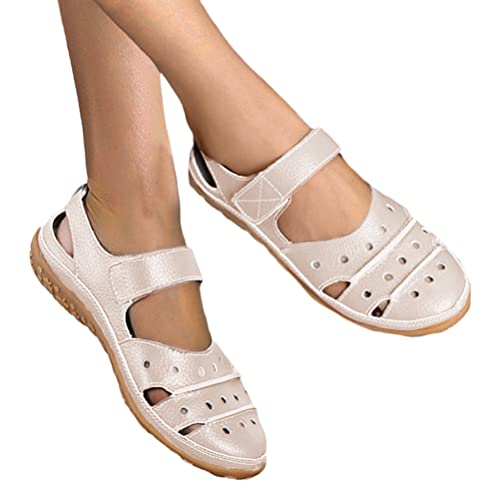 Minetom Damen Slipper Flache Atmungsaktive Cutouts Römersandalen Modische Geschlossene Slippers Frauen Low Top Halbschuhe Slip On Bootsschuhe Schlupfschuhe Lässige Damenschuhe C Aprikose 39 EU von Minetom