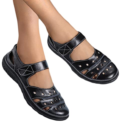 Minetom Damen Slipper Flache Atmungsaktive Cutouts Römersandalen Modische Geschlossene Slippers Frauen Low Top Halbschuhe Slip On Bootsschuhe Schlupfschuhe Lässige Damenschuhe C Schwarz 36 EU von Minetom