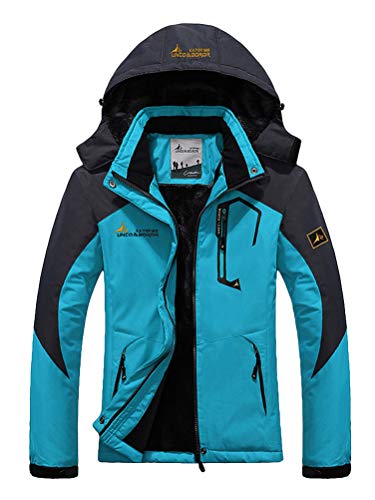 Minetom Damen Softshelljacke Wasserdicht Outdoor Atmungsaktiv Funktionsjacke Sport Winterjacke Wanderjacke Skijacke Doppeljacke Mantel Parka mit Abnehmbare Kapuze Blau DE 40 von Minetom