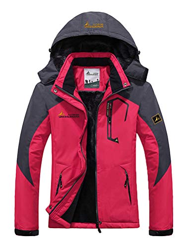 Minetom Damen Softshelljacke Wasserdicht Outdoor Atmungsaktiv Funktionsjacke Sport Winterjacke Wanderjacke Skijacke Doppeljacke Mantel Parka mit Abnehmbare Kapuze Rose DE 38 von Minetom