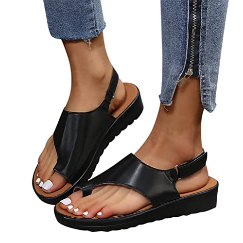 Minetom Damen Sommer Big Toe Fußkorrektur Sandale Frauen Schuhe Sommer Strand Reise Hallux Valgus Flache Zehentrenner Flip Flops A Schwarz 40 EU von Minetom