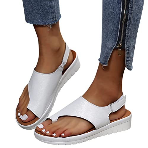 Minetom Damen Sommer Big Toe Fußkorrektur Sandale Frauen Schuhe Sommer Strand Reise Hallux Valgus Flache Zehentrenner Flip Flops A Silber 36 EU von Minetom